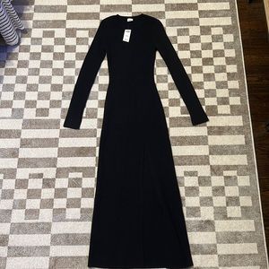 Abercrombie & Fitch long sleeve black sweat dress with slit